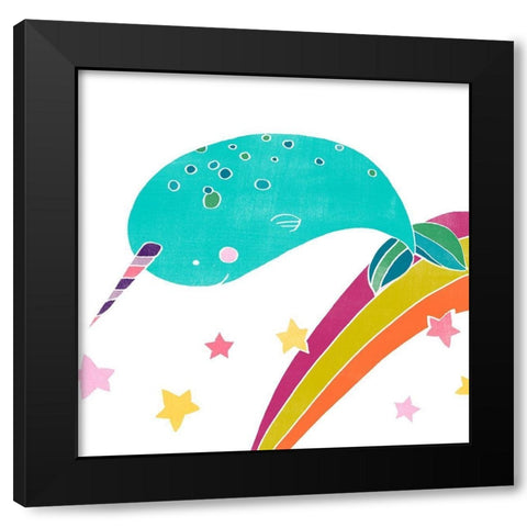 Happy Narwals II Black Modern Wood Framed Art Print with Double Matting by Vess, June Erica