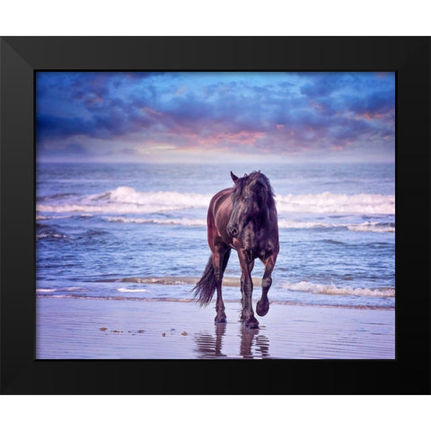 Running in the Sand I Black Modern Wood Framed Art Print by PHBurchett