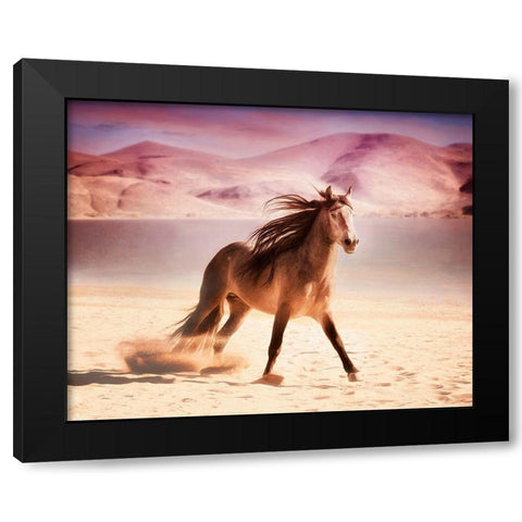 Running in the Sand II Black Modern Wood Framed Art Print by PHBurchett