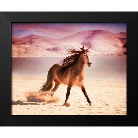 Running in the Sand II Black Modern Wood Framed Art Print by PHBurchett
