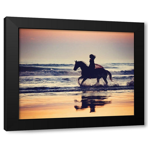 Running in the Sand III Black Modern Wood Framed Art Print by PHBurchett