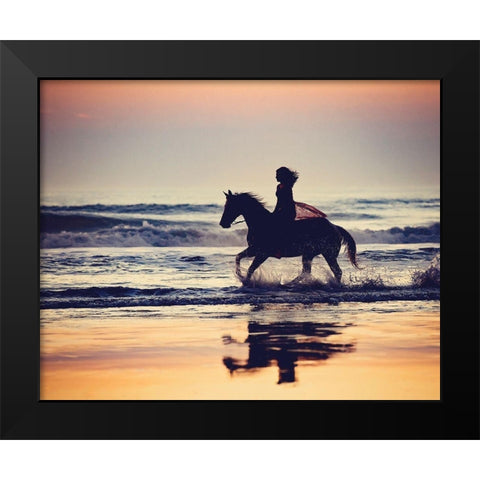 Running in the Sand III Black Modern Wood Framed Art Print by PHBurchett