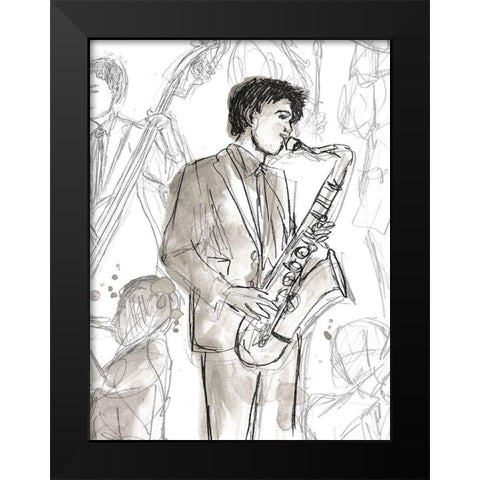 Jazz Sketchbook I Black Modern Wood Framed Art Print by Vess, June Erica