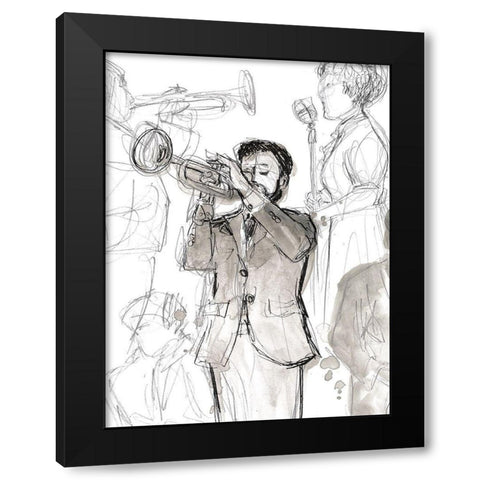 Jazz Sketchbook II Black Modern Wood Framed Art Print by Vess, June Erica