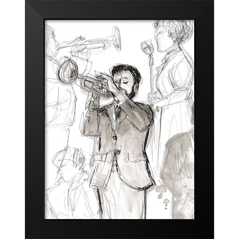 Jazz Sketchbook II Black Modern Wood Framed Art Print by Vess, June Erica