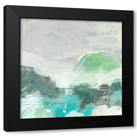 Ocean Hillside II Black Modern Wood Framed Art Print with Double Matting by Vess, June Erica
