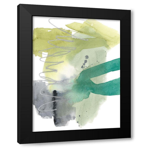 Graffiti Green I Black Modern Wood Framed Art Print with Double Matting by Goldberger, Jennifer