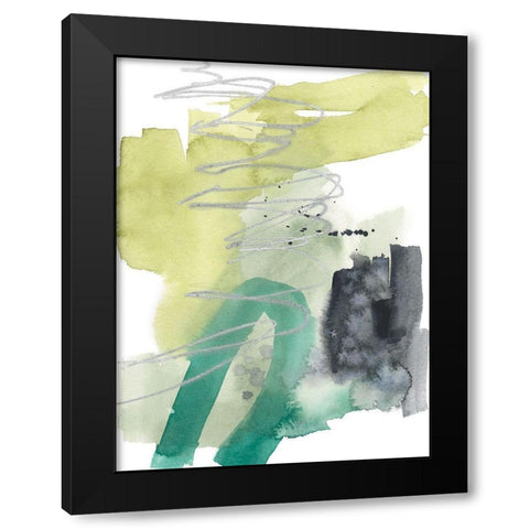 Graffiti Green II Black Modern Wood Framed Art Print with Double Matting by Goldberger, Jennifer