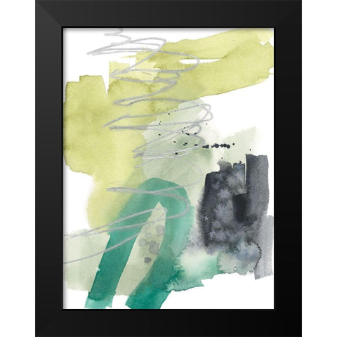 Graffiti Green II Black Modern Wood Framed Art Print by Goldberger, Jennifer