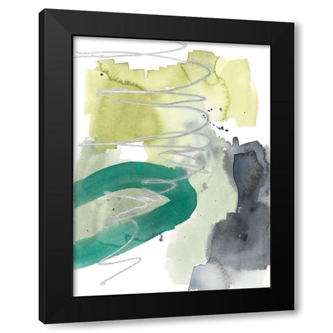 Graffiti Green III Black Modern Wood Framed Art Print with Double Matting by Goldberger, Jennifer