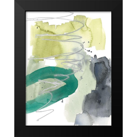 Graffiti Green III Black Modern Wood Framed Art Print by Goldberger, Jennifer