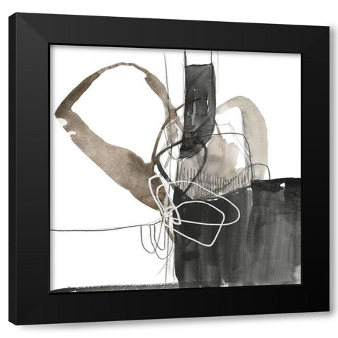 Interlocked III Black Modern Wood Framed Art Print with Double Matting by Goldberger, Jennifer