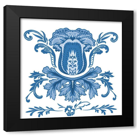 Indigo Chintz III Black Modern Wood Framed Art Print by Wang, Melissa