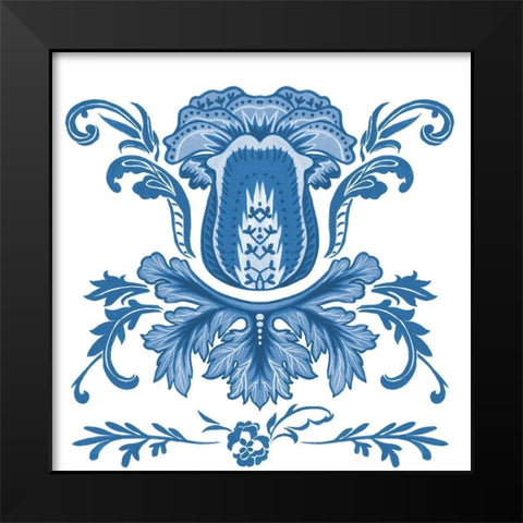 Indigo Chintz III Black Modern Wood Framed Art Print by Wang, Melissa