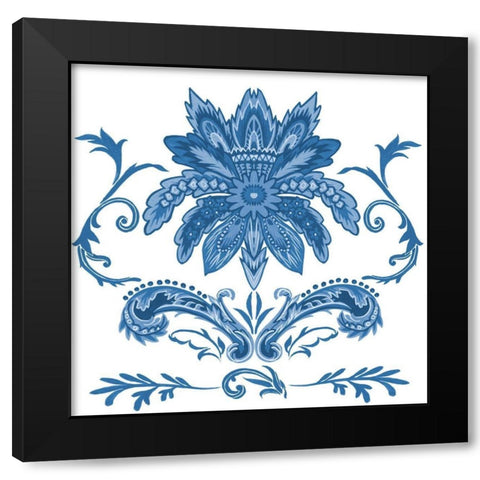 Indigo Chintz IV Black Modern Wood Framed Art Print with Double Matting by Wang, Melissa