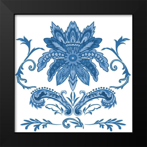 Indigo Chintz IV Black Modern Wood Framed Art Print by Wang, Melissa