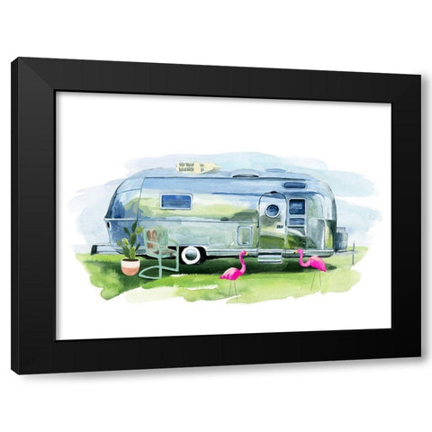 Happy Camper I Black Modern Wood Framed Art Print with Double Matting by Warren, Annie