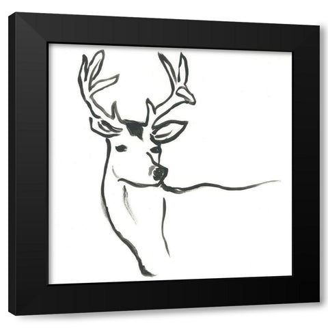 Minimal Deer I Black Modern Wood Framed Art Print by Vess, June Erica