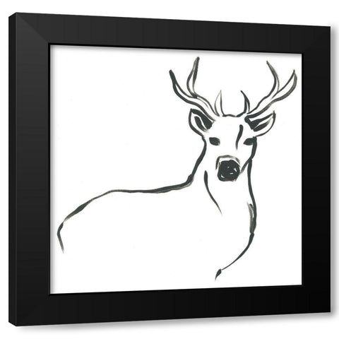 Minimal Deer II Black Modern Wood Framed Art Print by Vess, June Erica
