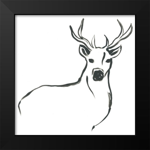 Minimal Deer II Black Modern Wood Framed Art Print by Vess, June Erica