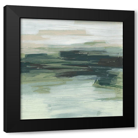 Moss Fields I Black Modern Wood Framed Art Print with Double Matting by Vess, June Erica