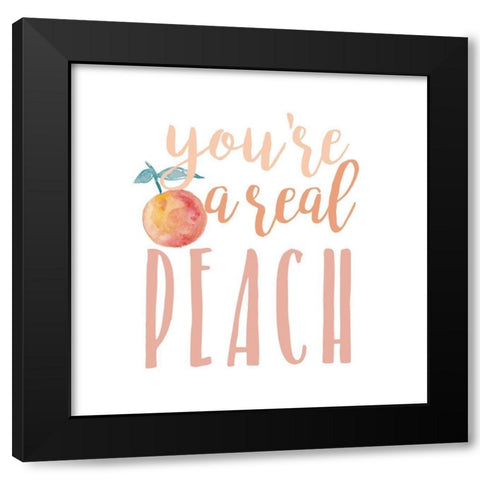 Peach Life II Black Modern Wood Framed Art Print with Double Matting by Studio W