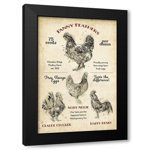 Hen House II Black Modern Wood Framed Art Print with Double Matting by Studio W