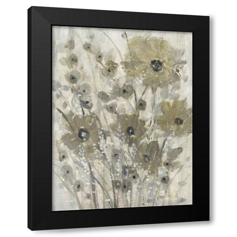 Shimmering Flowers I Black Modern Wood Framed Art Print by OToole, Tim