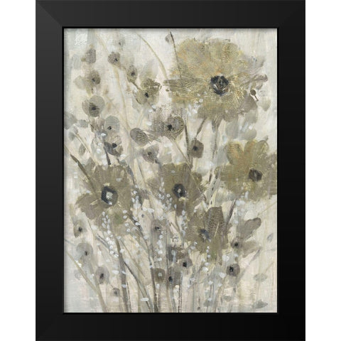 Shimmering Flowers I Black Modern Wood Framed Art Print by OToole, Tim