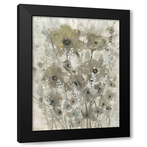 Shimmering Flowers II Black Modern Wood Framed Art Print by OToole, Tim