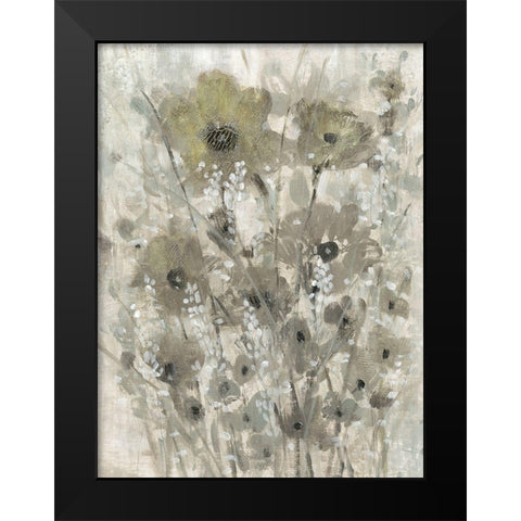 Shimmering Flowers II Black Modern Wood Framed Art Print by OToole, Tim