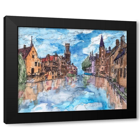 Trip to Europe I Black Modern Wood Framed Art Print with Double Matting by Wang, Melissa