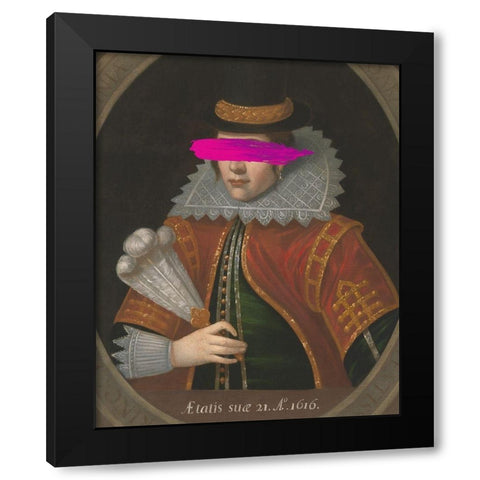 Masked Pocahontas Black Modern Wood Framed Art Print with Double Matting by Goldberger, Jennifer