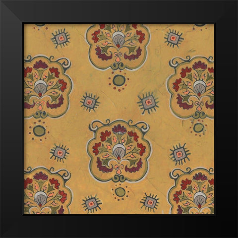 Ochre Tapestry IV Black Modern Wood Framed Art Print by Vess, June Erica