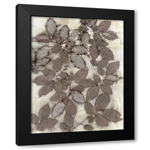 Rose Leaves Black Modern Wood Framed Art Print by Phillips, Kathryn