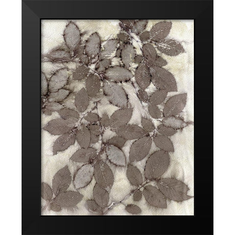 Rose Leaves Black Modern Wood Framed Art Print by Phillips, Kathryn