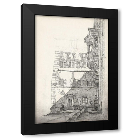 European Building Sketch I Black Modern Wood Framed Art Print with Double Matting by Foust, Richard