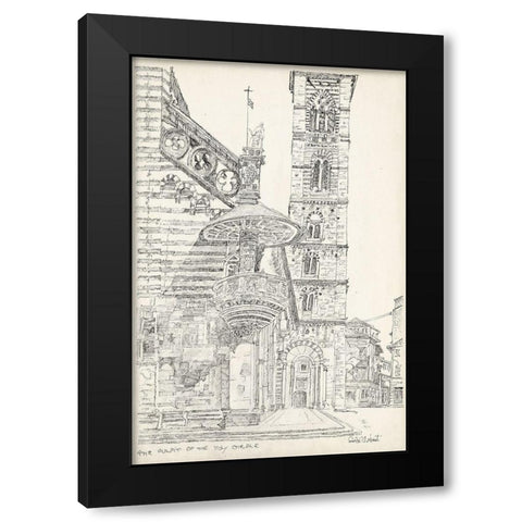 European Building Sketch II Black Modern Wood Framed Art Print with Double Matting by Foust, Richard
