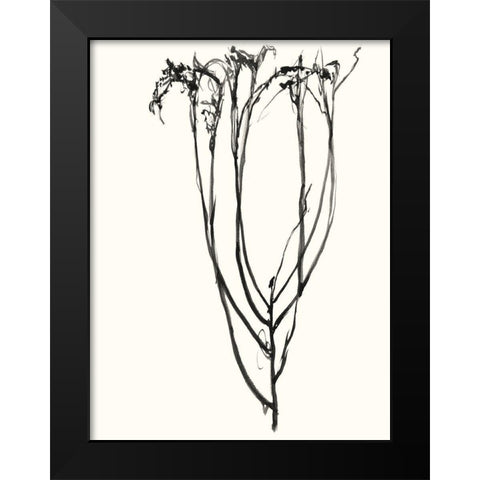 Naive Flower Sketch II Black Modern Wood Framed Art Print by Goldberger, Jennifer