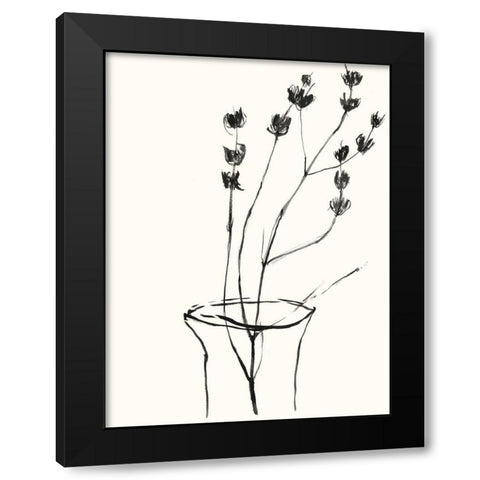 Naive Flower Sketch III Black Modern Wood Framed Art Print with Double Matting by Goldberger, Jennifer