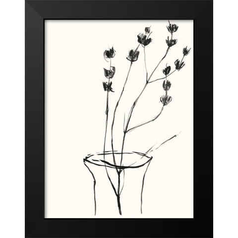 Naive Flower Sketch III Black Modern Wood Framed Art Print by Goldberger, Jennifer