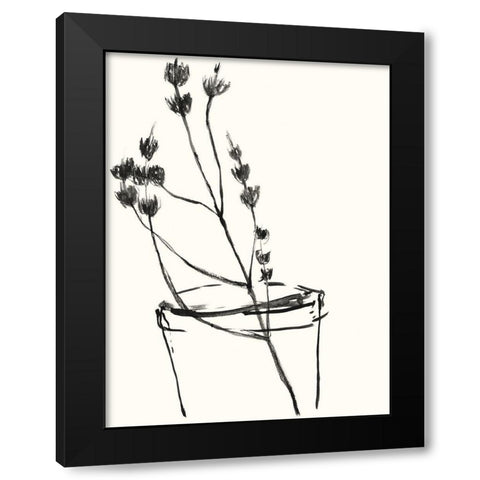 Naive Flower Sketch IV Black Modern Wood Framed Art Print with Double Matting by Goldberger, Jennifer