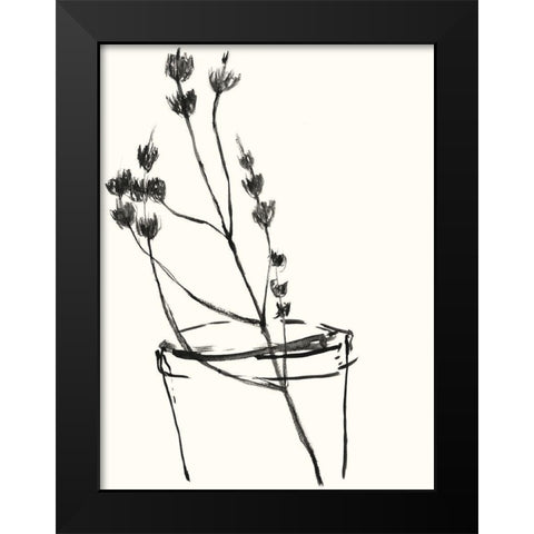 Naive Flower Sketch IV Black Modern Wood Framed Art Print by Goldberger, Jennifer