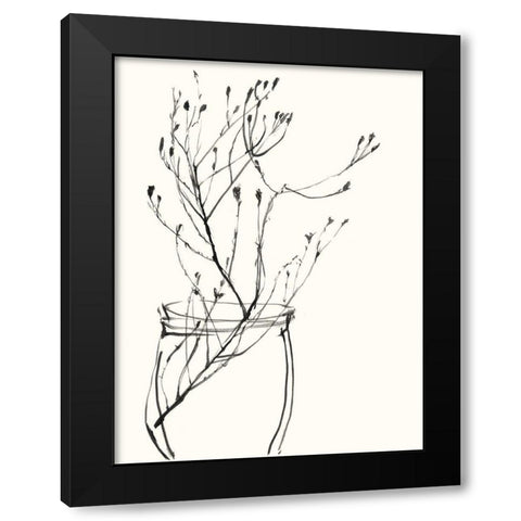 Naive Flower Sketch VI Black Modern Wood Framed Art Print with Double Matting by Goldberger, Jennifer