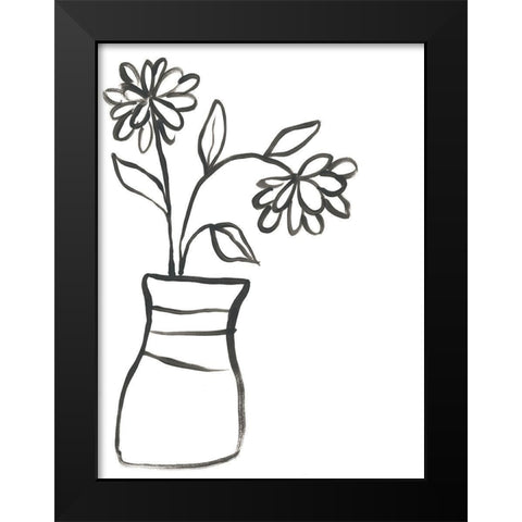 Budding Vase I Black Modern Wood Framed Art Print by Vess, June Erica