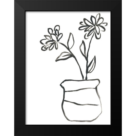 Budding Vase II Black Modern Wood Framed Art Print by Vess, June Erica