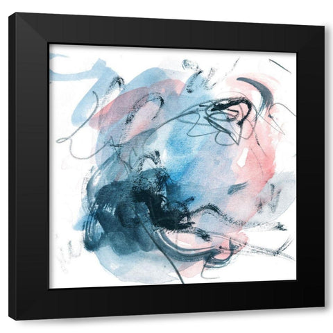 Abstracted Blues I Black Modern Wood Framed Art Print with Double Matting by Wang, Melissa