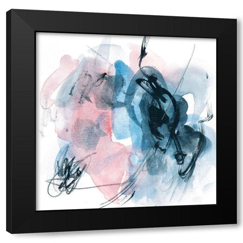 Abstracted Blues II Black Modern Wood Framed Art Print with Double Matting by Wang, Melissa