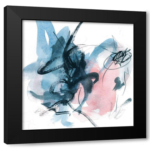 Abstracted Blues III Black Modern Wood Framed Art Print with Double Matting by Wang, Melissa