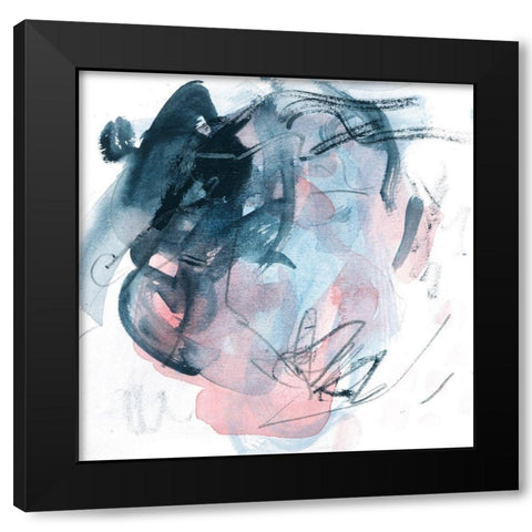 Abstracted Blues IV Black Modern Wood Framed Art Print with Double Matting by Wang, Melissa